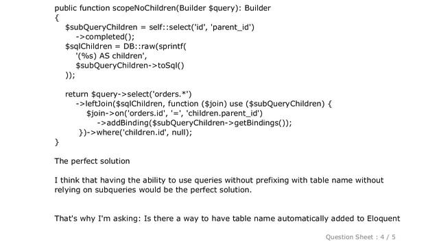 MySQL : Is there a way to have table name automatically added to Eloquent query methods? смотреть онлайн