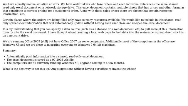 Pushing Information into a Networked/Shared Read-Only Excel File Used by Multiple People смотреть онлайн