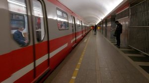 Прибытие метропоезда на станцию Чернышевская, Санкт-Петербург