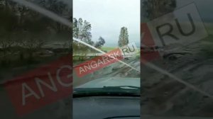 Сильная буря с градом и снегом в Черемховском районе