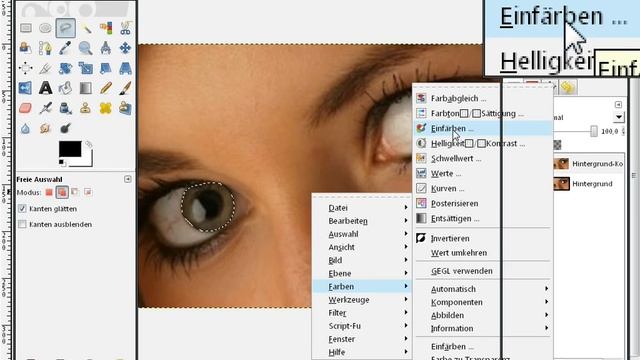 Gimp Augenfarbe ändern Möglichkeit 2 смотреть онлайн