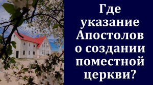 Где указание Апостолов о создании поместной церкви? Отвечает Д. В. Самарин.