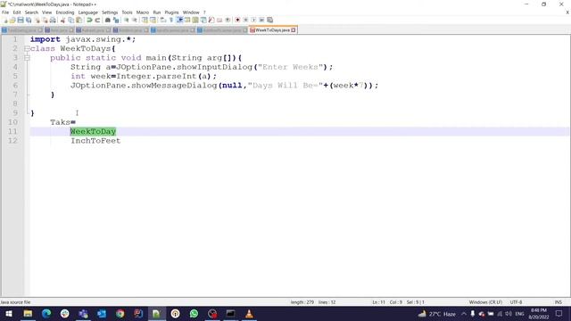 Week to Day Convertor Program In Java Using Swing class with Example and Tasks смотреть онлайн