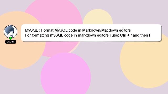 MySQL : Format MySQL code in Markdown/Macdown editors смотреть онлайн