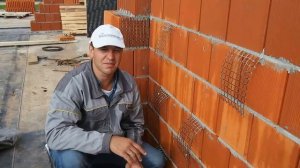 Перевязка кладки керамических блоков и стены облицовочного кирпича, строительство дома из porotherm