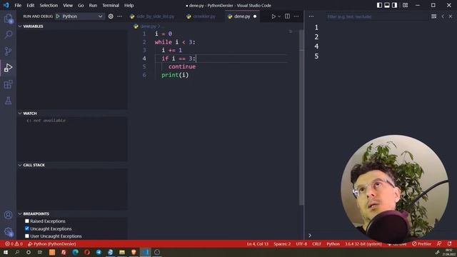 Python Döngüye Detaylı Bakış - For While döngüleri Continue ve Break kavramları смотреть онлайн