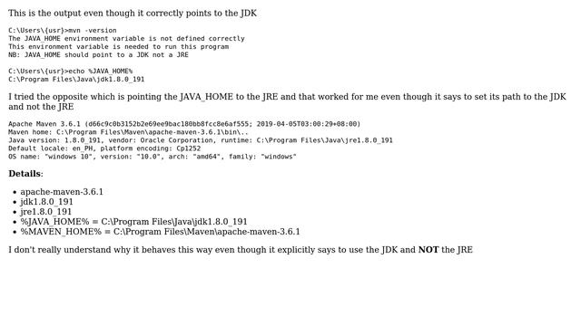 Maven CLI does not recognize JAVA_HOME as correctly configured смотреть онлайн