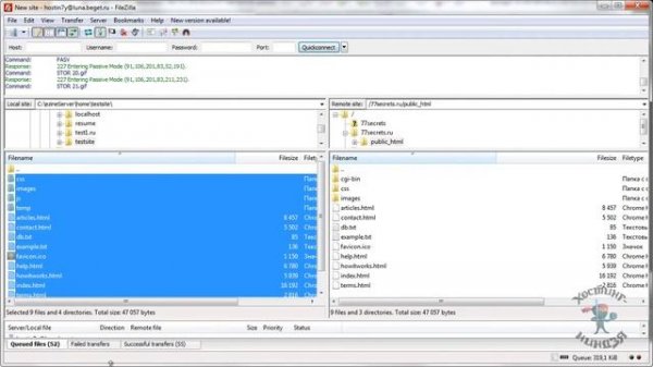 Перенос файлов с сервера на хостинг beget.ru