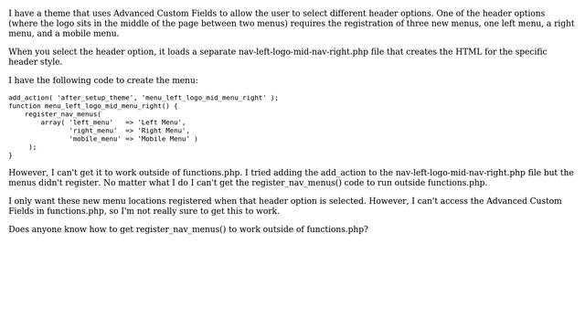 Wordpress: How to conditionally register nav menus with advanced custom fields? смотреть онлайн