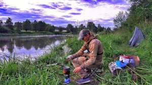 КРУПНЯК ВЫРЫВАЕТ УДОЧКИ И РВЁТ ЛЕСКИ! АДРЕНАЛИН ПОЛУЧЕН! Рыбалка с ночёвкой на лесном берегу