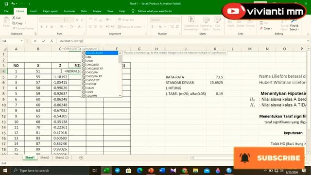 UJI NORMALITAS MENGGUNAKAN MICROSOFT EXCEL смотреть онлайн