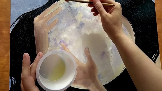 Создание в картине эффекта свечения в темноте. Люминесцентный пигмент. смотреть онлайн