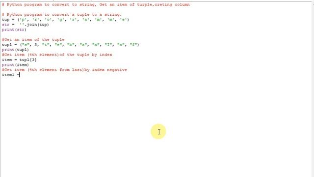 Python program to convert to string, Get an item of turple, creating column смотреть онлайн