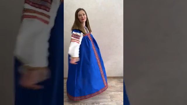 Русский народный костюм синего цвета из хлопка: сарафан + блузка смотреть онлайн