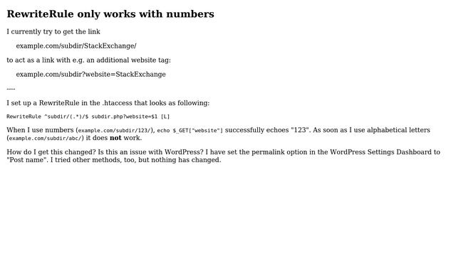 Wordpress: RewriteRule accepts numbers but not letters in tag смотреть онлайн