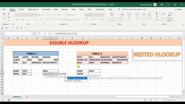 DOUBLE HLOOKUP NESTED HLOOKUP IN MICROSOFT EXCEL || MICROSOFT EXCEL смотреть онлайн