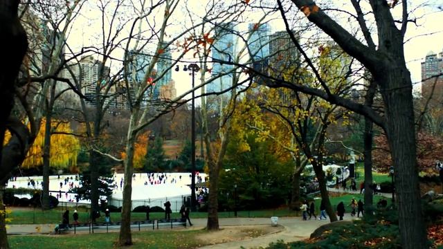 Royalty Free Stock Footage of People walking along a path in Central Park, New York City. смотреть онлайн