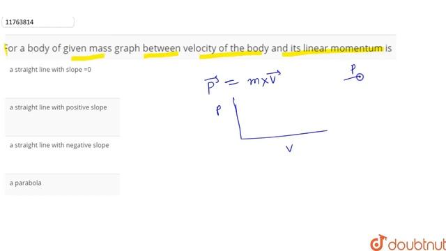 For a body of given mass graph between velocity of the body and its linear momentum is смотреть онлайн