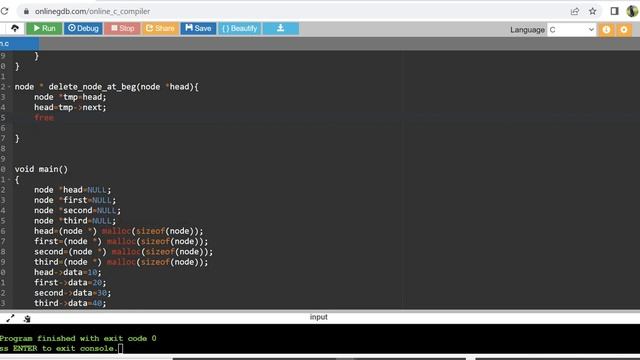 Singly Linked list | delete node from beginning | data structure смотреть онлайн