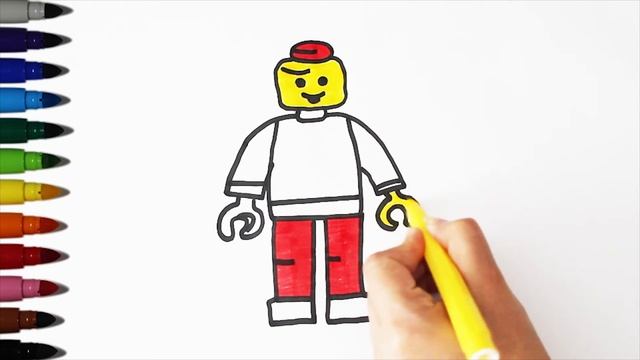 How To Draw a Lego Man - Coloring Page for Kids смотреть онлайн