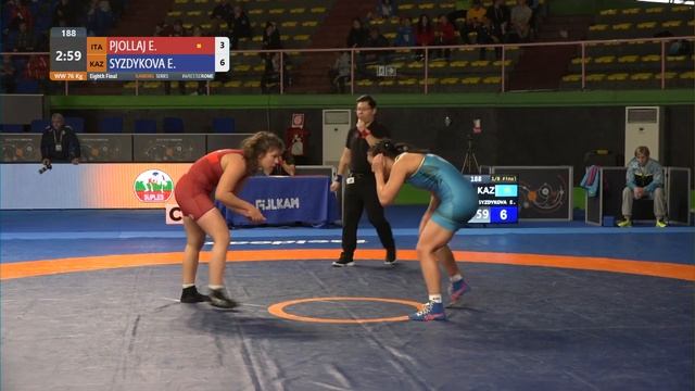 1/8 WW - 76 kg: E. PJOLLAJ (ITA) v. E. SYZDYKOVA (KAZ) смотреть онлайн