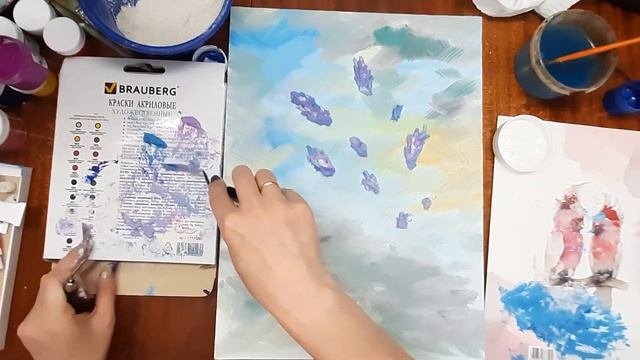 Как нарисовать натюрморт на холсте. Рисуем лаванду на холсте. Интерьерная картина. Лаванда акрилом. смотреть онлайн