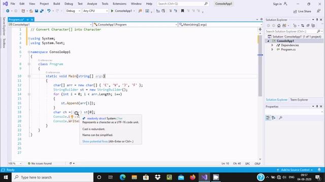 Convert Char Array to Char in C# смотреть онлайн