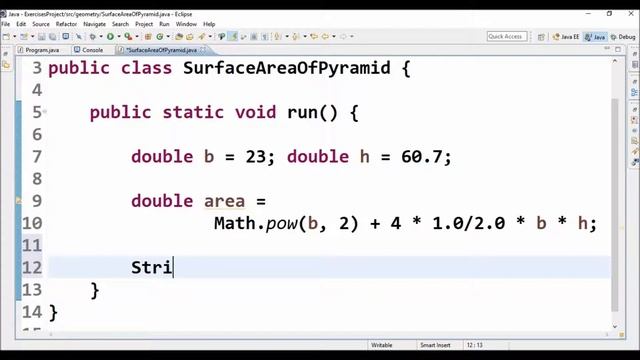 surface area pyramid in java смотреть онлайн