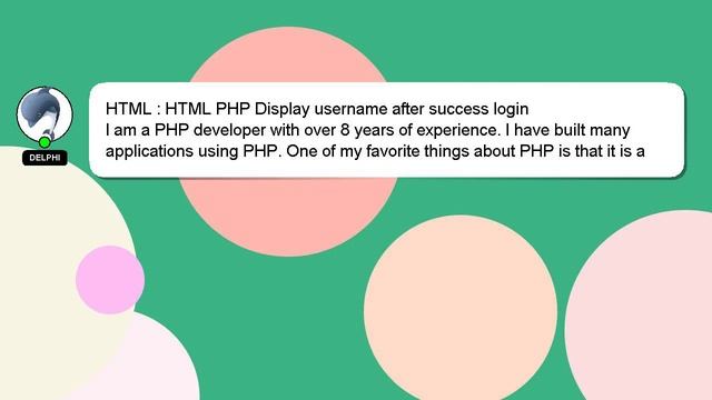 HTML : HTML PHP Display username after success login смотреть онлайн