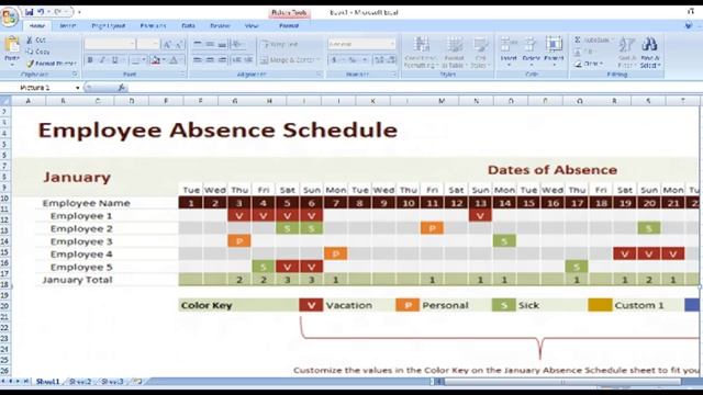 Annually Employee Leave Record Format in Excel 2016 смотреть онлайн