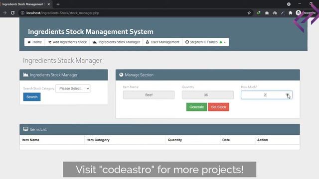 Ingredients Stock Management System in PHP MySQL with Source Code - CodeAstro смотреть онлайн
