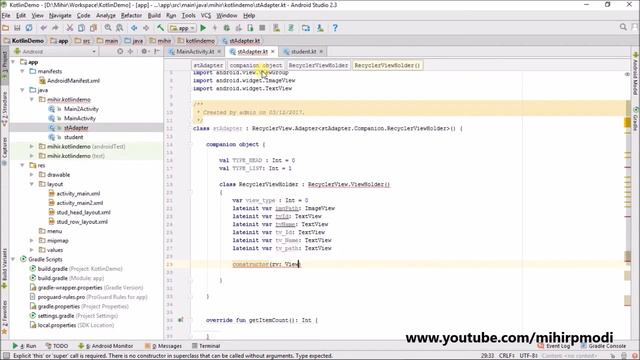 #52 Kotlin Android Tutorial | Recyclerview with header смотреть онлайн