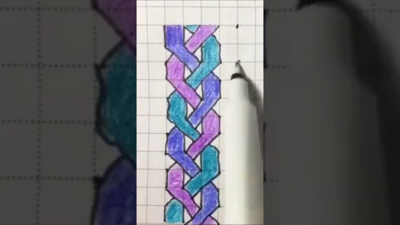 Узоры косички по клеточкам для тетради. Как нарисовать пошагово. смотреть онлайн