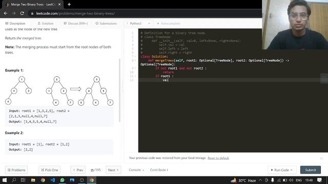 617. Merge Two Binary Trees | Leetcode | Python смотреть онлайн