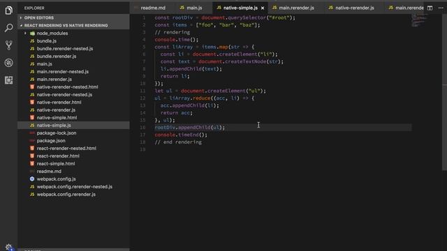 React rendering speed vs vanilla Javascript rendering speed смотреть онлайн