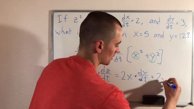 IF Z^2=x^2+y^2, Dx/dt=2, AND Dy/dt=3, WHAT IS Dz/dt WHEN X=5 AND Y=12? | Implicit Differentiation