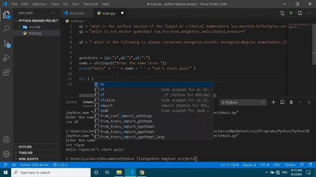 Making multiple choice Quiz game with python смотреть онлайн