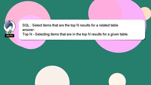 SQL : Select items that are the top N results for a related table смотреть онлайн