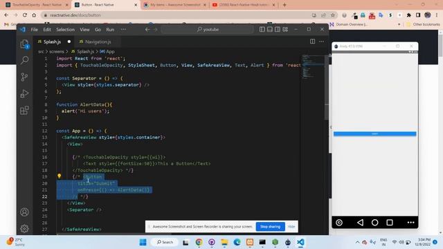 React Native Tutorial - React Native Custom Button, TouchableOpacity смотреть онлайн