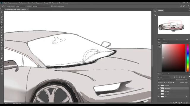 Рисование машины на планшете. Часть 4. Работа с цветом. смотреть онлайн