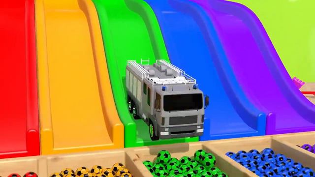 Учить цвета с Игрушечная машина и футбольный мяч-сюрприз в волшебной горке смотреть онлайн