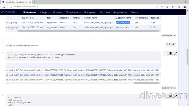 PostgreSQL conectado a local Postgreml. Predizendo volume de árvores usando Machine Learning. смотреть онлайн