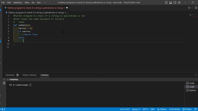 Python program to check if a string is palindrome or not смотреть онлайн