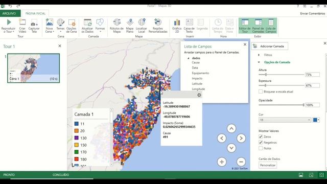 Excel - Mapa 3D com animação ??? - Power MAP смотреть онлайн