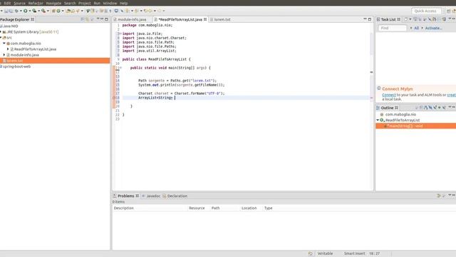 Java NIO - Read File into an ArrayList of String смотреть онлайн