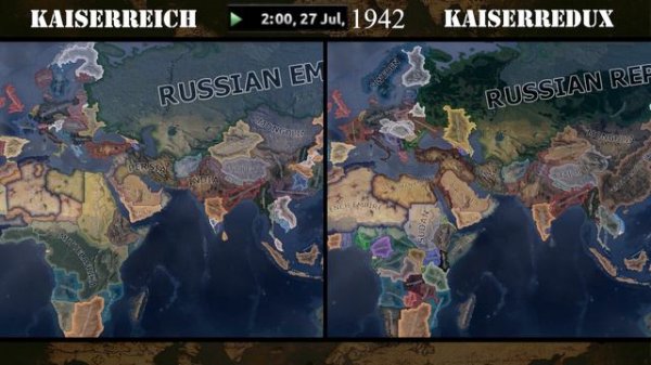 Kaiserreich vs Kaiserredux | Double Timelapse (HOI4)