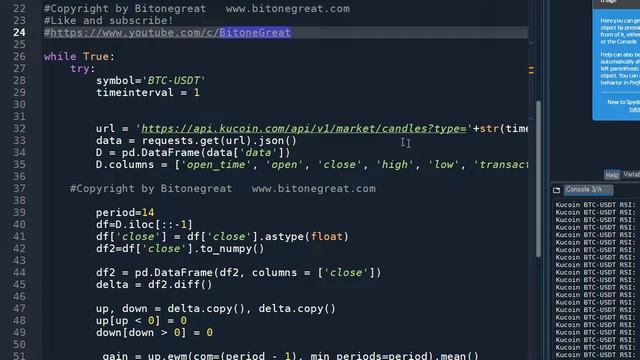 [Kucoin] How to send realtime RSI signal to Telegram Channel (Python API)(BTCUSDT) смотреть онлайн