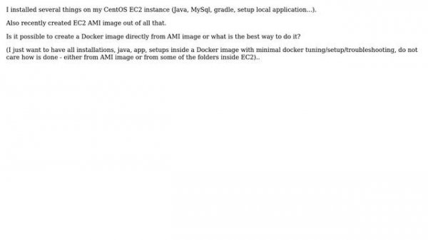How to create Docker Image based on EC2 AMI image?
