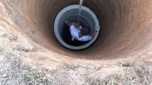 Бурение колодца машиной 17колец за 5 часов !!!