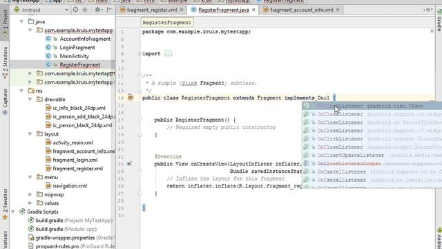 05 Android Studio App Building Register Fragment Buttons and OnClickListener смотреть онлайн